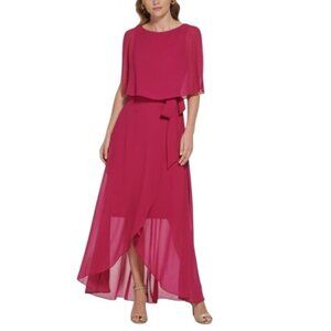 Jessica Howard Orchid Chiffon Popover Tulip Hem Formal Dress Size 6 8955